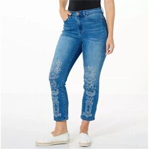 DG2 by Diane Gilman Signature Collection Rhinestone Embellished Jeans 10P NWT’s